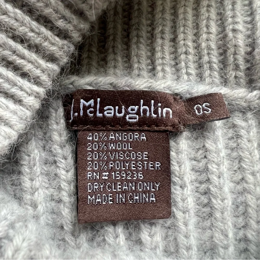 J. McLaughlin Angora Wool Blend Ribbed Poncho Pullover Contemporary Sweater O/S